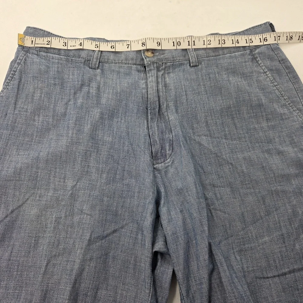 VINTAGE Polo Ralph Lauren Prospect Shorts Mens 34* Blue Chambray Chino Cotton 9